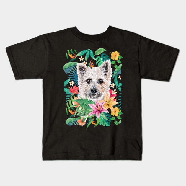 Tropical Cairn terrier Kids T-Shirt by LulululuPainting